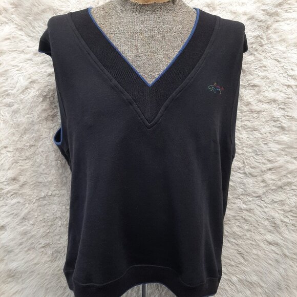 Vintage Greg Norman Men's Black Knit V-Neck Golf Sweater Vest Size L - Picture 1 of 6